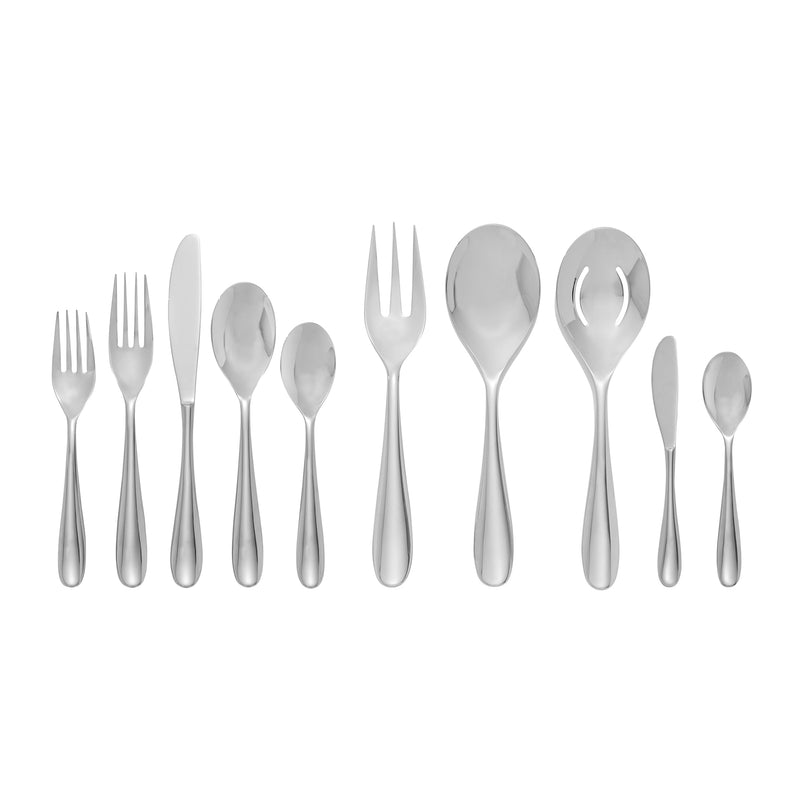 Nambe stainless steel flatware set with assorted forks and spoons