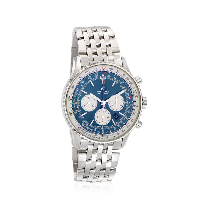 Breitling Navitimer 1 stainless steel chronograph watch with blue dial and subdials