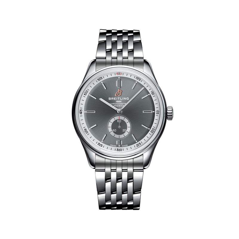 Breitling Premier automatic men's stainless steel watch, dark dial with subdial