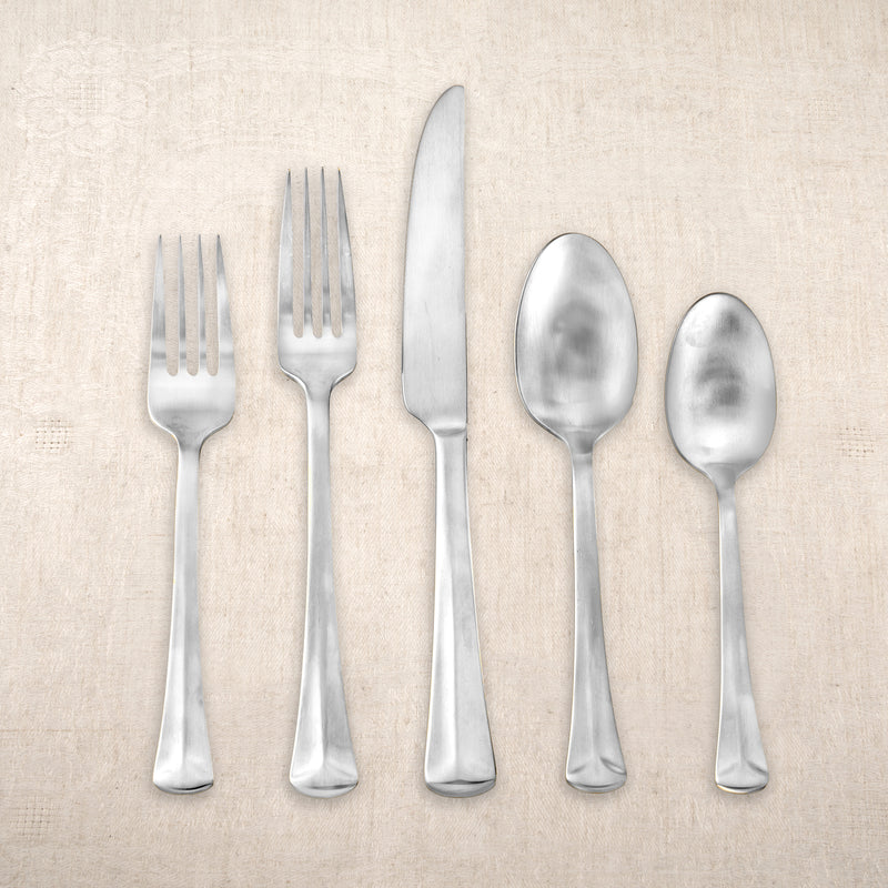 Reed & Barton Baguette stainless steel flatware set with polished knife, fork, spoon