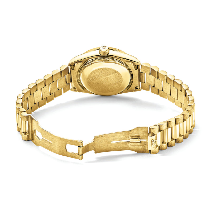 Rolex Datejust women's yellow gold bracelet watch with clasp and case back, 31mm
