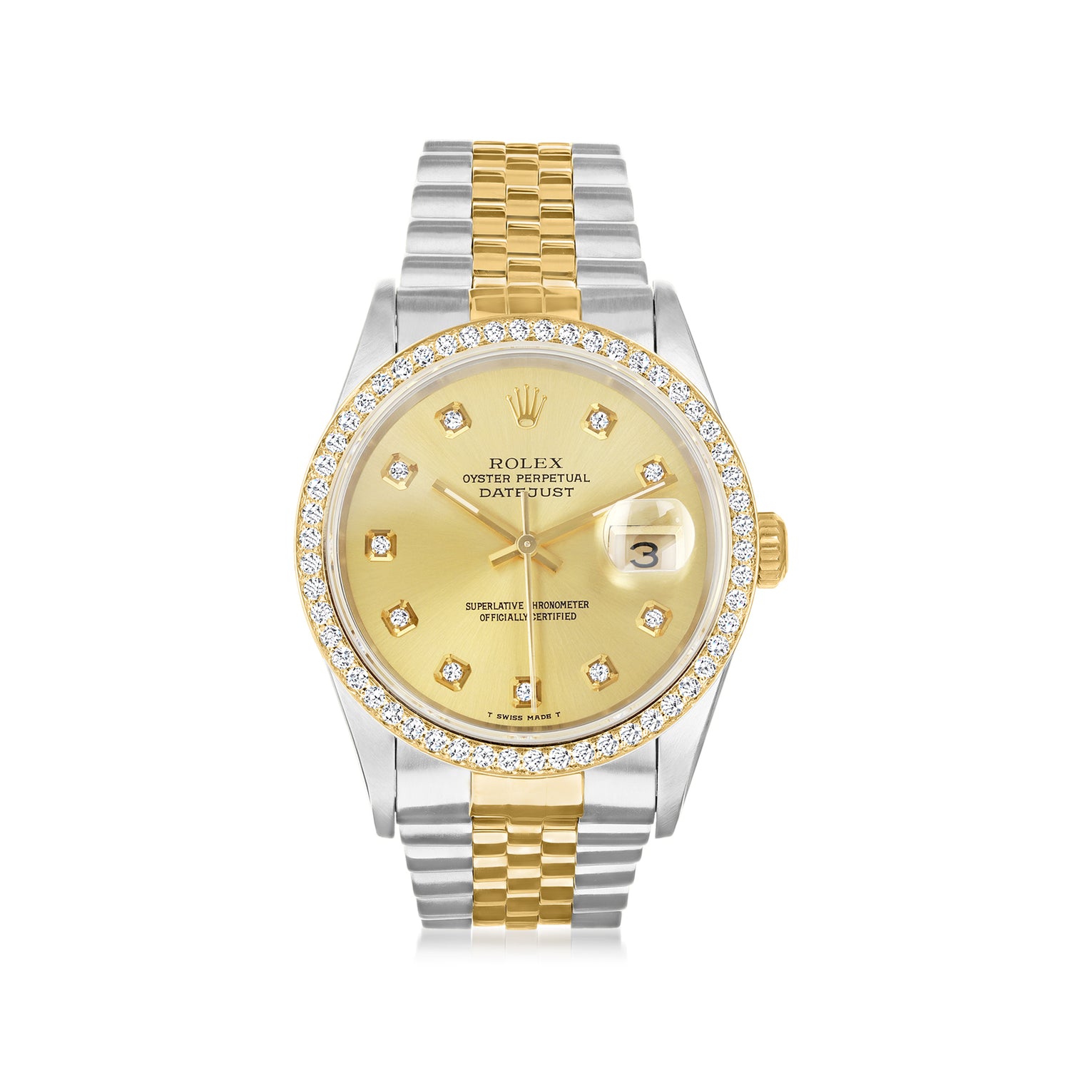 PreOwned Rolex Datejust Mens 36mm Automatic Stainless Steel Watch with 14kt and 18kt Yellow Gold