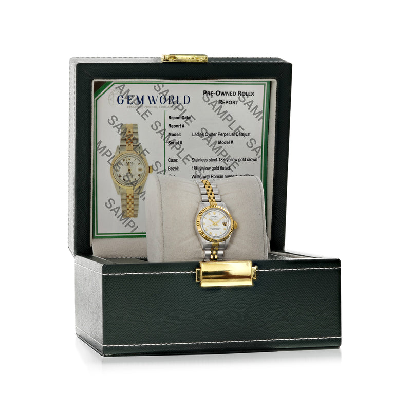 Two-tone stainless steel and 18kt yellow gold watch in presentation box