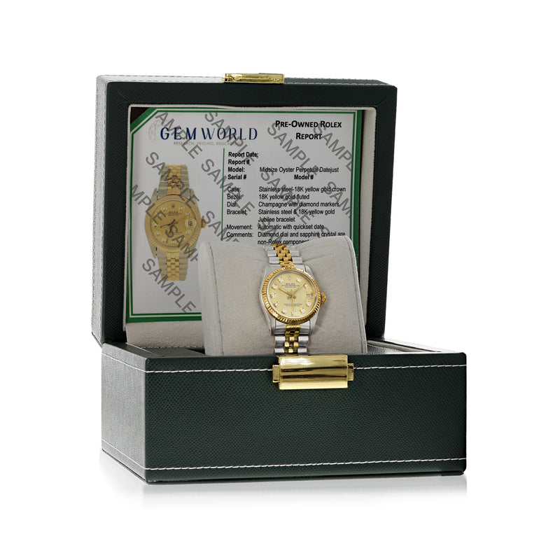 Rolex Datejust watch in presentation box, two-tone gold and stainless bracelet