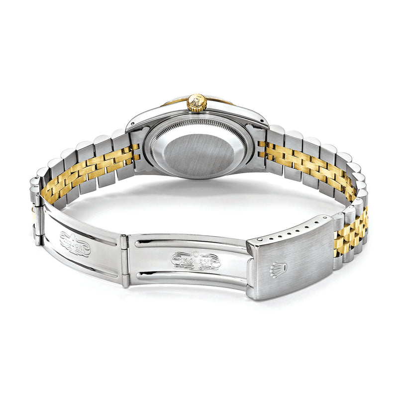 Rolex Datejust wristwatch with two-tone bracelet and gold links; stainless case back
