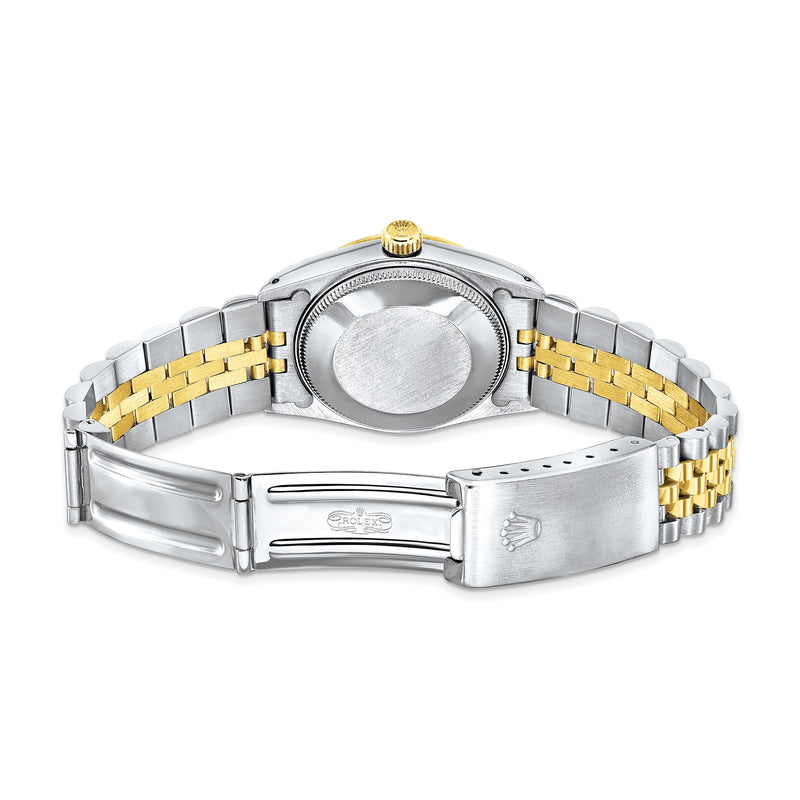 Rolex Datejust watch caseback and bracelet, two-tone steel with gold links