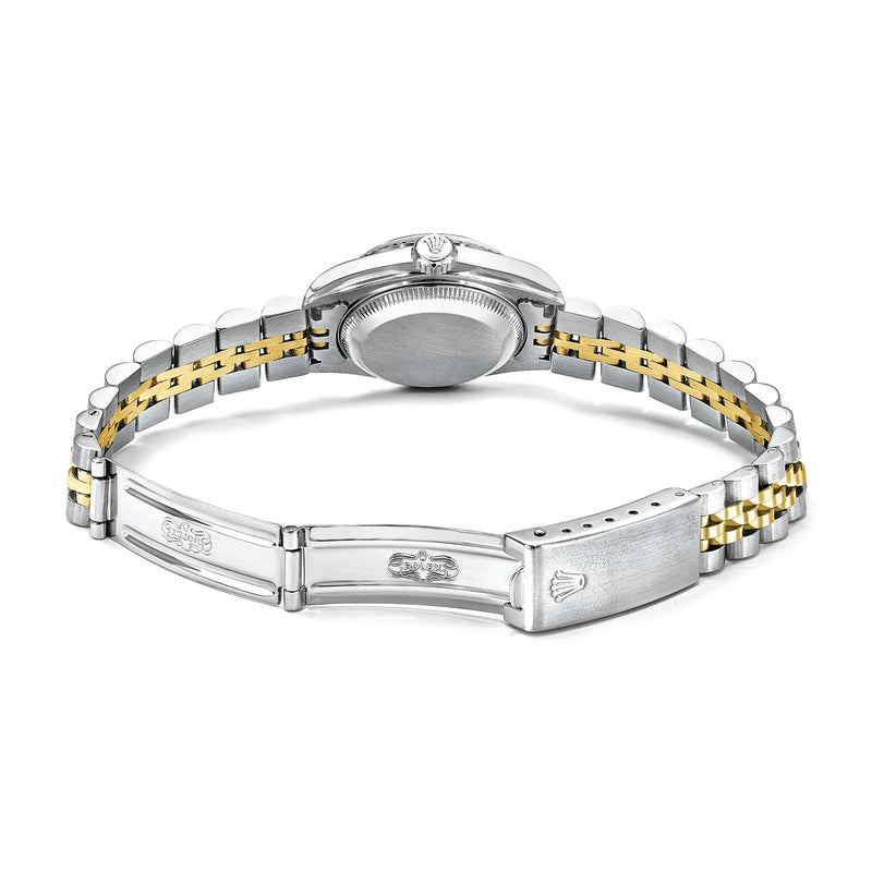 Two-tone Rolex watch, brushed case and clasp with gold links on metal bracelet