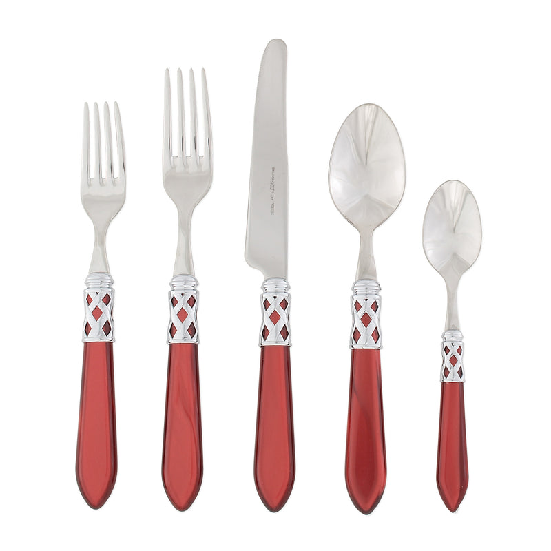 Vietri Aladdin Brilliant red 5-piece place setting cutlery set: fork, knife, spoons