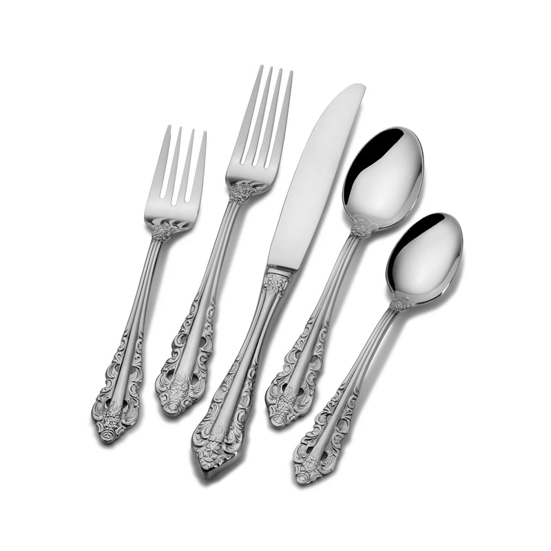 Antique Baroque 18/10 stainless steel flatware: ornate forks and spoons