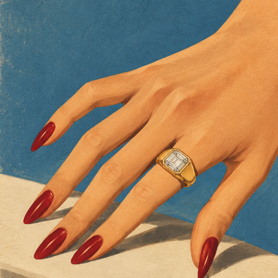 hand with diamond ring