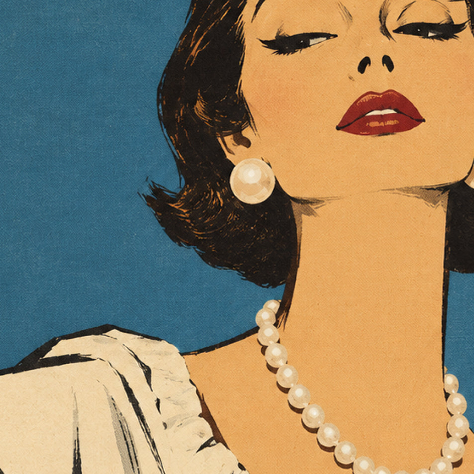 women with pearl earirngs and pearl neckalce