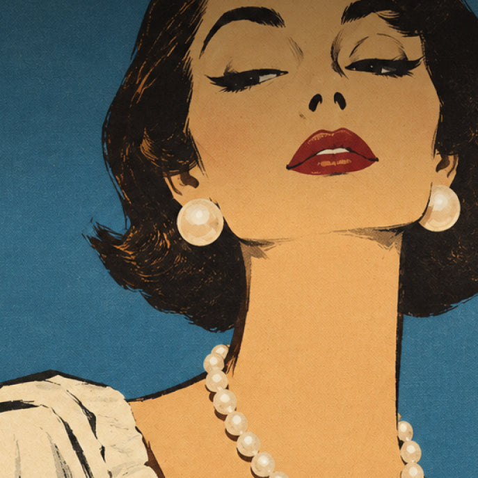 women wearing pearl earrings and necklace