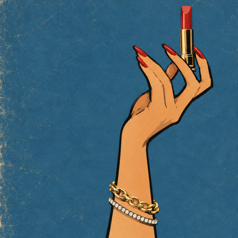 hand holding lipstick in air