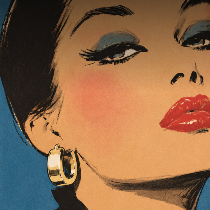 womens face with hoop earrings