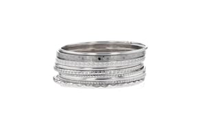 Italian Sterling Silver Jewelry Set: Seven Assorted Textured Bangle Bracelets