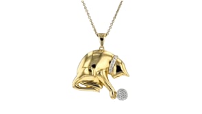 .15 ct. t.w. Diamond Playing Cat Pendant Necklace in 18kt Gold Over Sterling