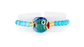 Italian Multicolored Murano Glass Fish and Bead Bolo Bracelet with 18kt Gold Over Sterling