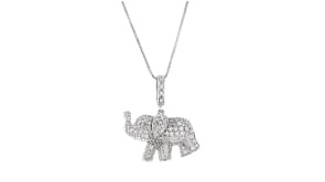 .33 ct. t.w. Pave Diamond Baby Elephant Pendant Necklace in Sterling Silver