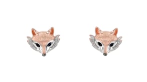.10 ct. t.w. Diamond Fox Earrings with Sapphires in 18kt Rose Gold Over Sterling