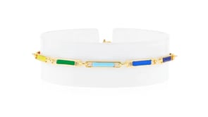 Italian Multicolored Enamel Bar-Link Bracelet in 18kt Gold Over Sterling. 7"