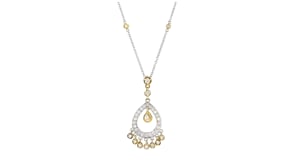C. 1990 Vintage .45 ct. t.w. Diamond Chandelier Pendant Necklace in 18kt Two-Tone Gold. 16"