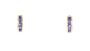 .60 ct. t.w. Tanzanite Huggie Hoop Earrings in 18kt Gold Over Sterling. 1/2"