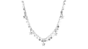 Italian Sterling Silver Star Drop Necklace. 18"