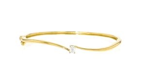 .25 Carat Emerald-Cut Lab-Grown Diamond Wavy Bangle Bracelet in 18kt Gold Over Sterling