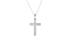 Charles Garnier "Grace" .50 ct. t.w. CZ Cross Pendant Necklace in Sterling Silver. 17"