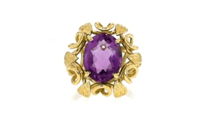 C. 1960 Vintage 5.00 Carat Amethyst Ring in 18kt Yellow Gold. Size 6.5