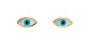 Italian Mother-of-Pearl Evil Eye Earrings in 14kt Yellow Gold