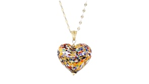 Italian Murano Glass Heart Pendant Necklace in 18kt Gold Over Sterling. 18"