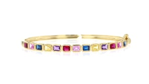 2.90 ct. t.w. Lab-Grown Multi-Gemstone Bracelet in 18kt Gold Over Sterling