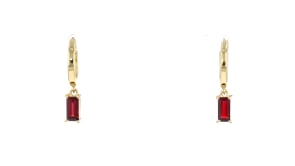 Birthstone Hoop Drop Earrings in 18kt Gold Over Sterling