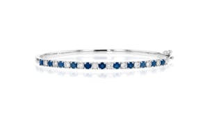 1.40 ct. t.w. Sapphire and .50 ct. t.w. Diamond Bangle Bracelet in Sterling Silver