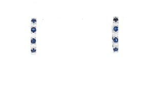 .70 ct. t.w. Sapphire and .50 ct. t.w. Diamond Hoop Earrings in Sterling Silver. 5/8"