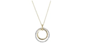 .20 ct. t.w. Lab-Grown Diamond Double-Circle Pendant Necklace in 10kt Yellow Gold. 16"