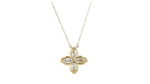 .65 ct. t.w. Lab-Grown Diamond Floral Necklace in 14kt Yellow Gold. 18"