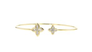 .70 ct. t.w. Lab-Grown Diamond Floral Cuff Bracelet in 14kt Yellow Gold. 7"