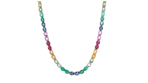 21.00 ct. t.w. Multi-Gemstone Necklace in 18kt White Gold. 17"