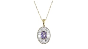 .80 Carat Tanzanite Pendant Necklace with .75 ct. t.w. Lab-Grown Diamonds in 14kt Yellow Gold. 16"