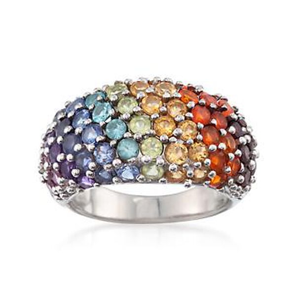 3.40 ct. t.w. Multi-Stone and Fire Opal Rainbow Ring in Sterling Silver #822693