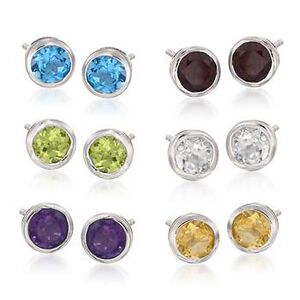Set of Six Pairs of 10.50 ct. t.w. Multi-Stone Earrings in Sterling Silver #797705
