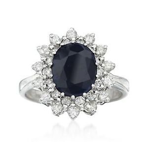 2.75 Carat Sapphire and 1.00 ct. t.w. Diamond Ring in 14kt White Gold #570911