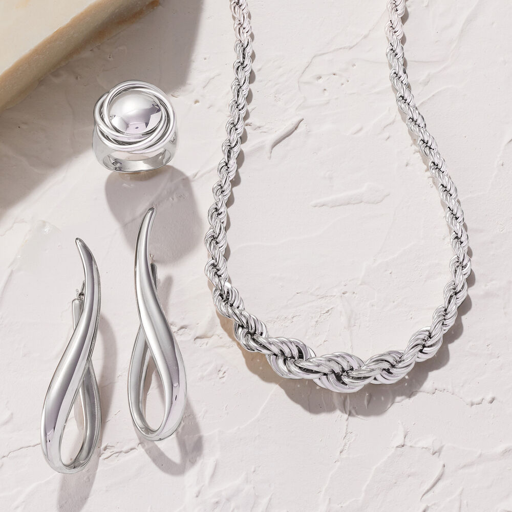 Italian Silver Ring, Earrings and Necklace