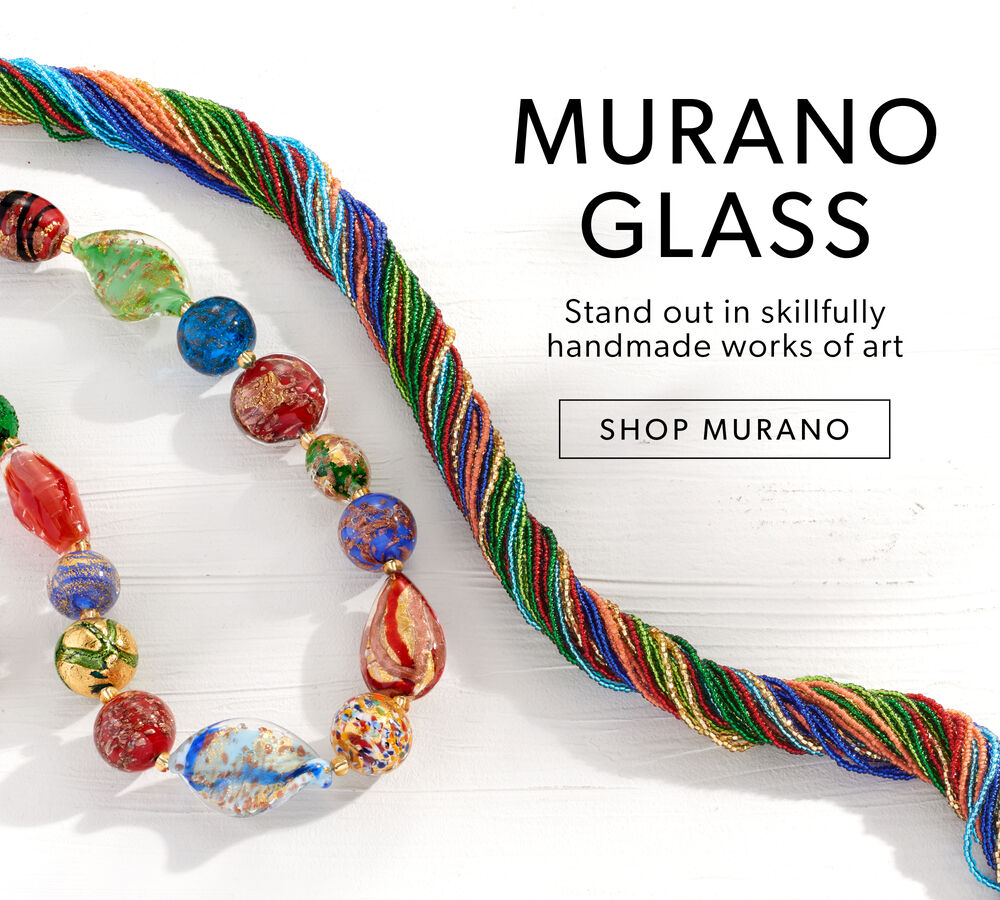 Murano Glass. Handcrafted By Skillful Artisans. Image Featuring Glass Bead Necklace on White Stucco Background