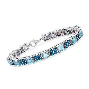 18.25 ct. t.w. Blue and London Blue Topaz Bracelet in Sterling Silver #817561