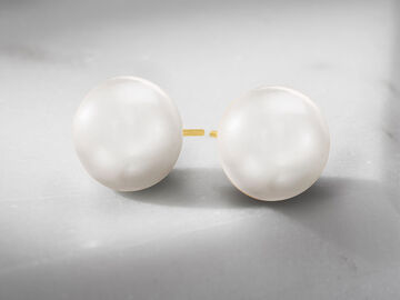 White Button Pearl Stud Earrings RSVP Collection