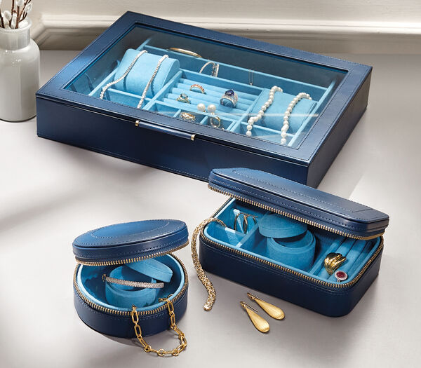 Jewelry Storage. Keep your valuables safe and secure. image featuring a blue jewelry box