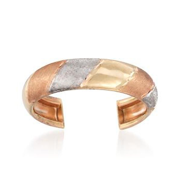 14kt Tri-Colored Gold Striped Toe Ring #826924